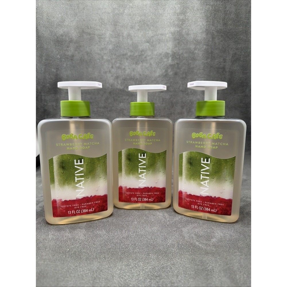 Native Boba Cafe Strawberry Matcha Hand Soap Sulfate Paraben Dye Free Lot Of 3